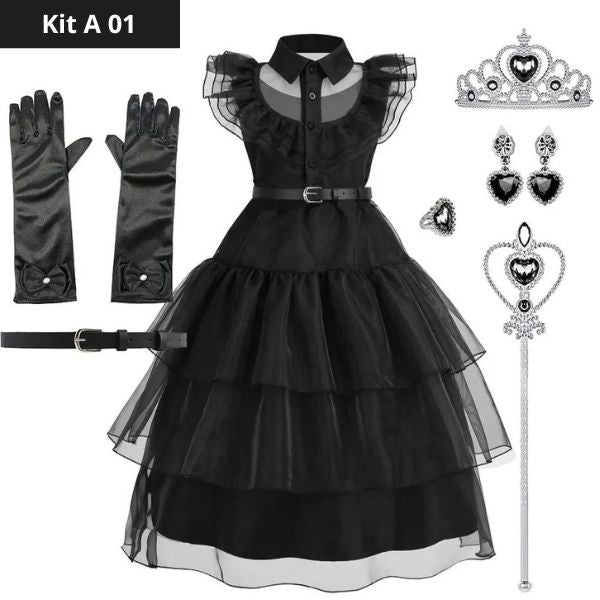 Wednesday Addams Costume Kit for Girls - Perfect for Halloween.