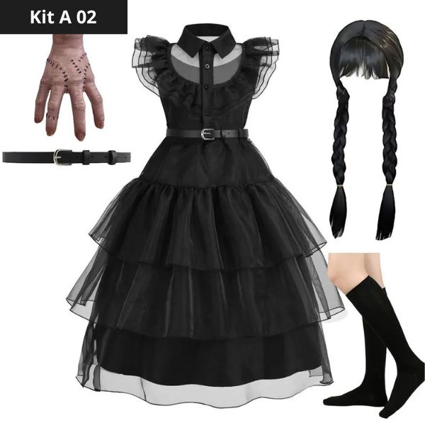 Wednesday Addams Costume Kit for Girls - Perfect for Halloween.
