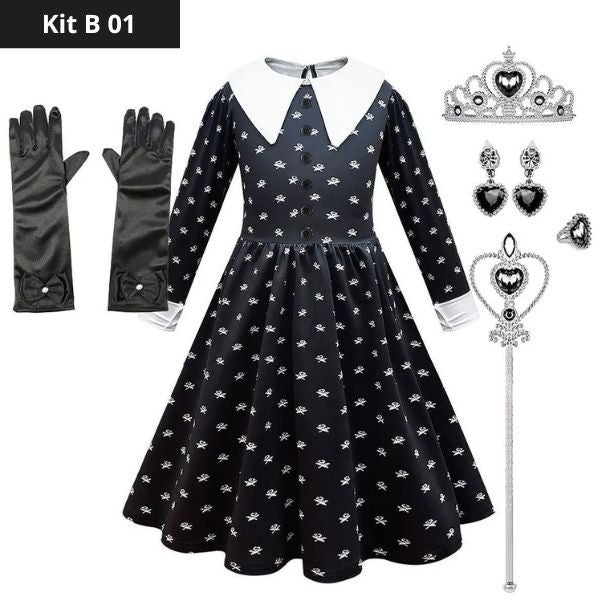 Wednesday Addams Costume Kit for Girls - Perfect for Halloween.