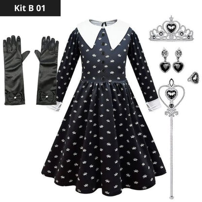 Wednesday Addams Costume Kit for Girls - Perfect for Halloween.