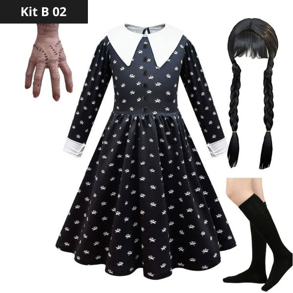 Wednesday Addams Costume Kit for Girls - Perfect for Halloween.