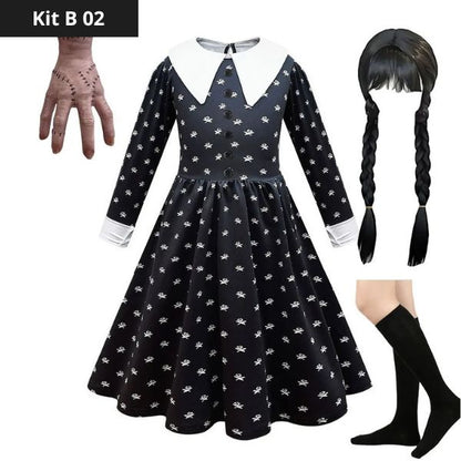 Wednesday Addams Costume Kit for Girls - Perfect for Halloween.