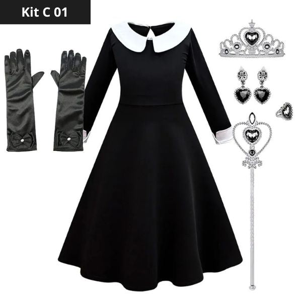 Wednesday Addams Costume Kit for Girls - Perfect for Halloween.