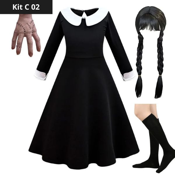 Wednesday Addams Costume Kit for Girls - Perfect for Halloween.