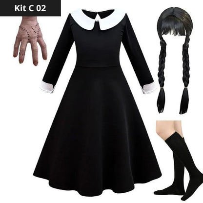 Wednesday Addams Costume Kit for Girls - Perfect for Halloween.